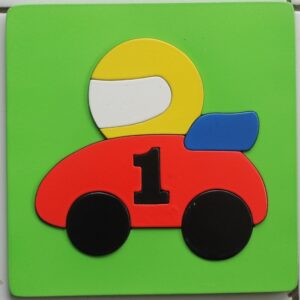 Puzzle Cat 17x17 cm Mobil Balap — mainan kayu edukatif Nobie Toys