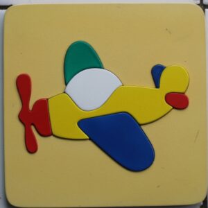 Puzzle Cat 17x17 cm Pesawat — mainan kayu edukatif Nobie Toys