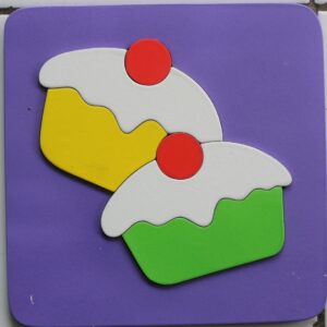Puzzle Cat 17x17 cm Cupcake — mainan kayu edukatif Nobie Toys
