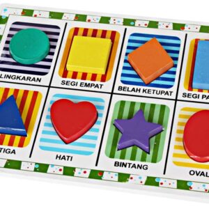 Puzzle Chunky 8 Bentuk — mainan kayu edukatif Nobie Toys