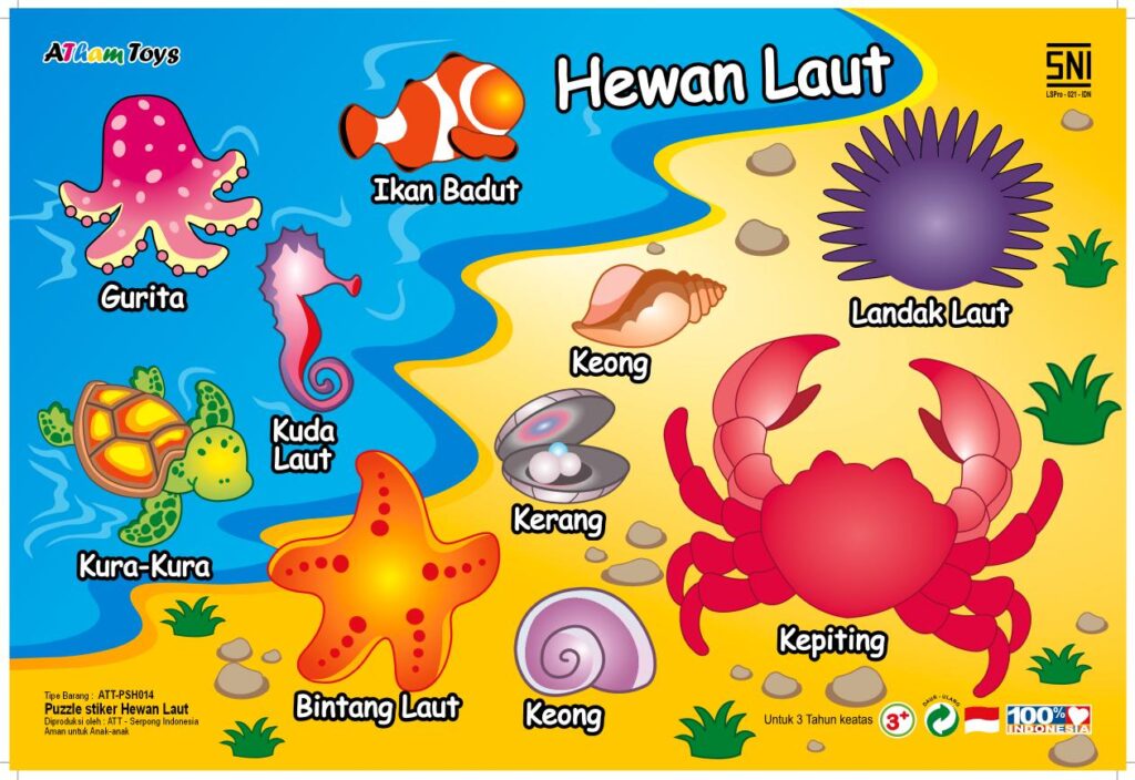 Puzzle Stiker Hewan Laut Puzzle Stiker Hewan Laut — mainan kayu edukatif Nobie Toys