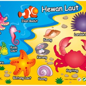 Puzzle Stiker Hewan Laut — mainan kayu edukatif Nobie Toys