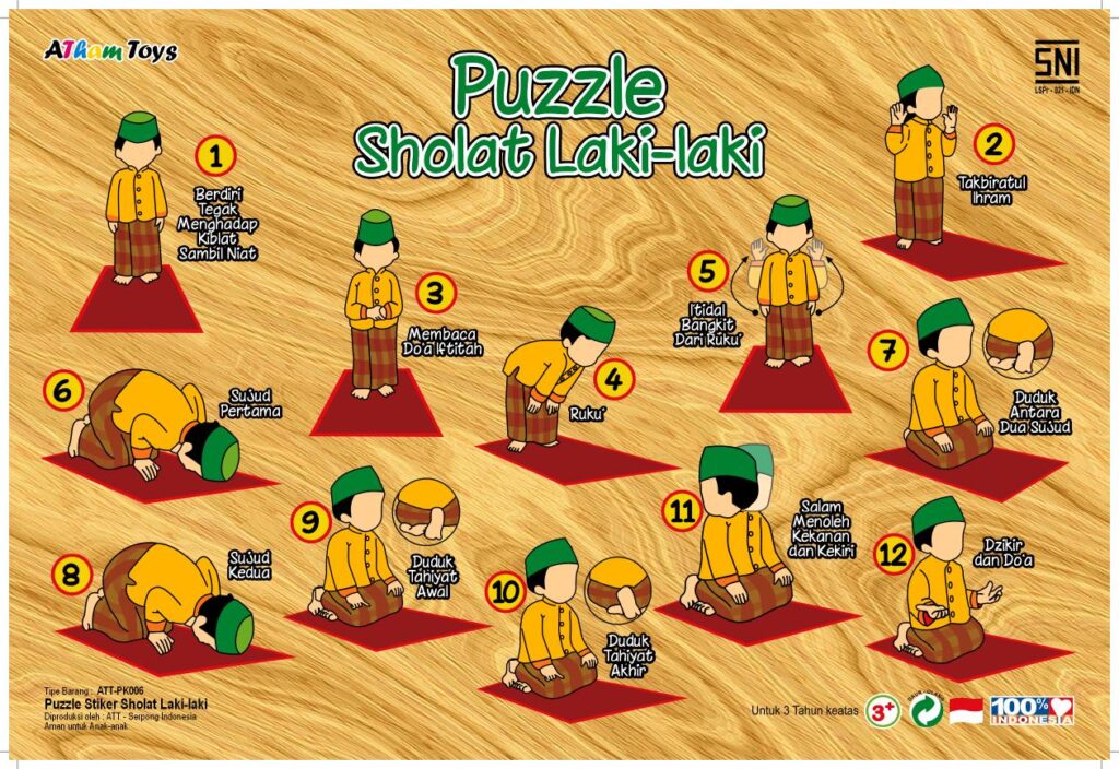 Puzzle Stiker Sholat Laki Laki — mainan kayu edukatif Nobie Toys