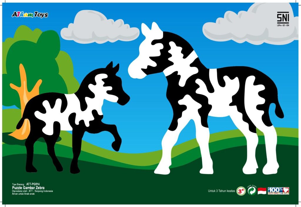 Puzzle Gambar Zebra — mainan kayu edukatif Nobie Toys