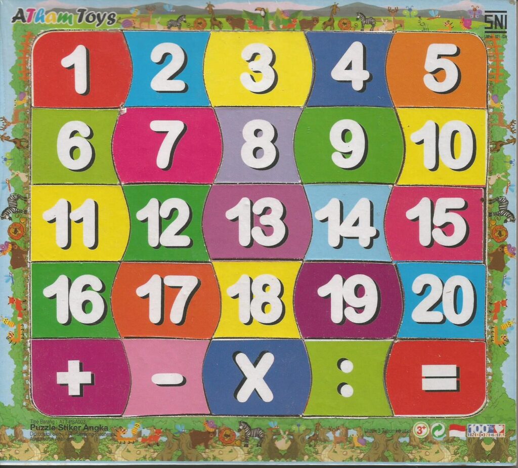 Puzzle sticker angka 17x20 — mainan kayu edukatif Nobie Toys