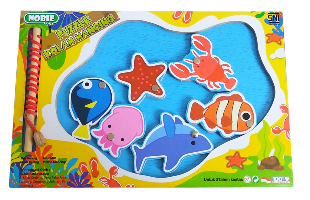 Puzzle Mancing 1 — mainan kayu edukatif Nobie Toys