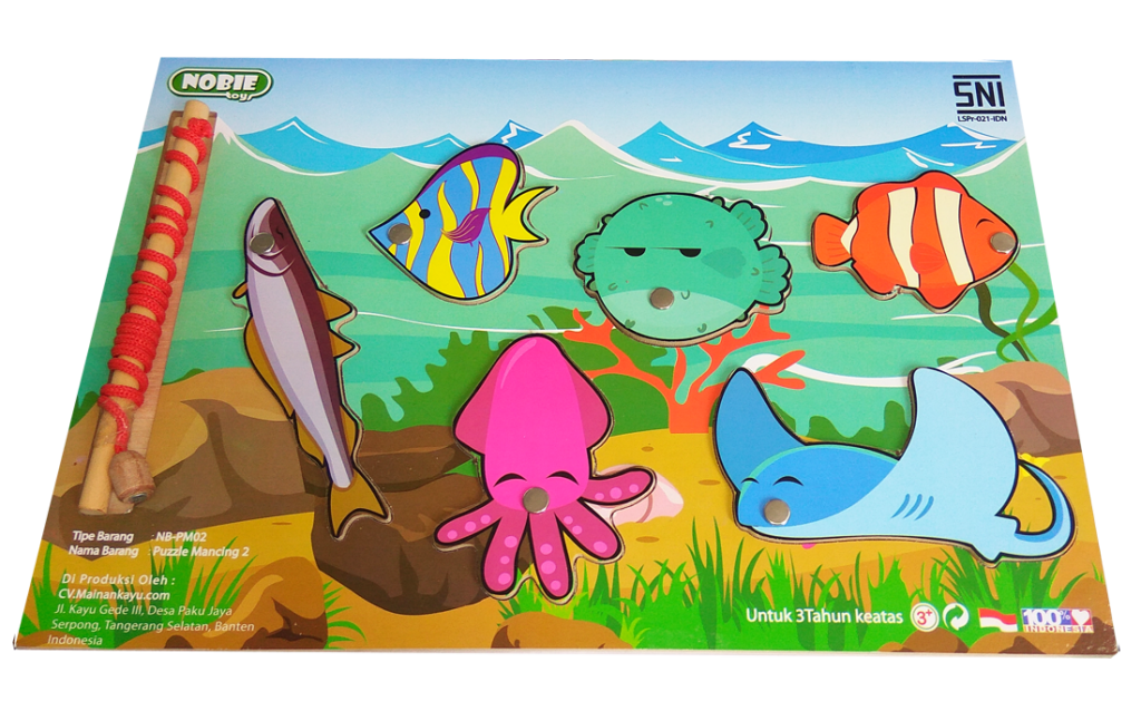 Puzzle Mancing 2 — mainan kayu edukatif Nobie Toys