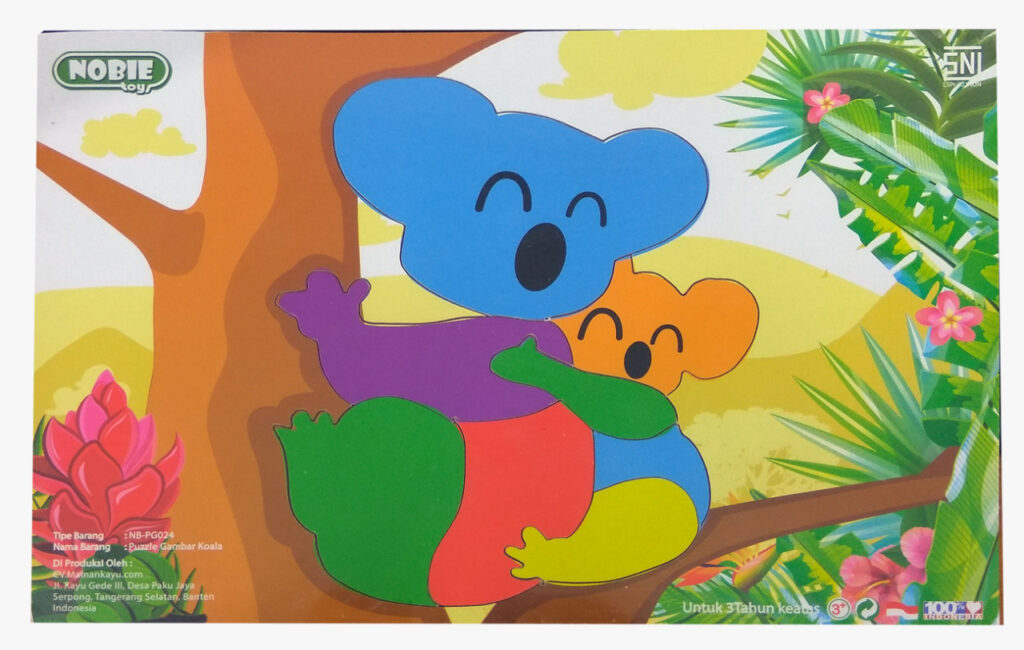 Puzzle gambar koala — mainan kayu edukatif Nobie Toys