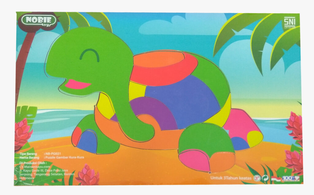 Puzzle gambar kura kura — mainan kayu edukatif Nobie Toys
