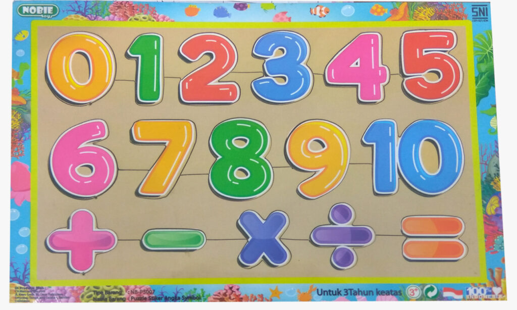 Puzzle stiker angka symbol Puzzle stiker angka symbol — mainan kayu edukatif Nobie Toys