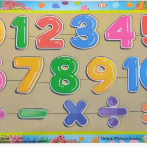 Puzzle stiker angka symbol — mainan kayu edukatif Nobie Toys