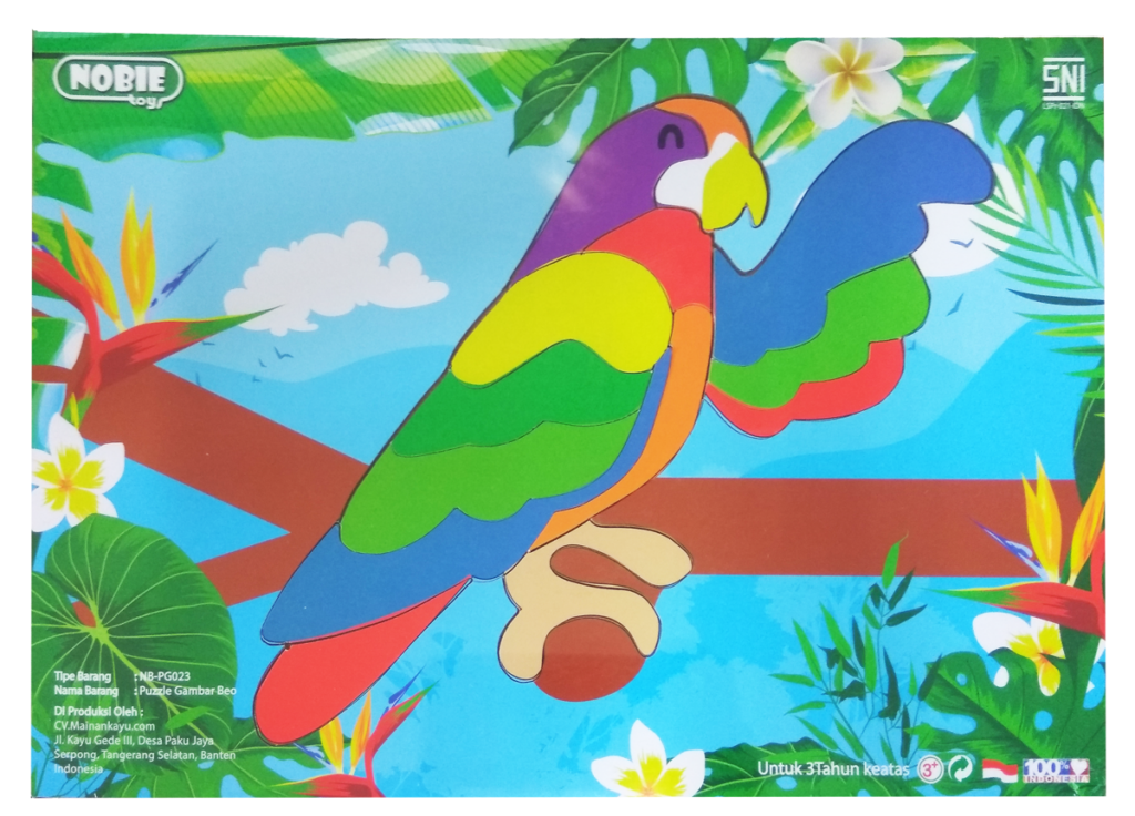 Puzzle gambar beo — mainan kayu edukatif Nobie Toys