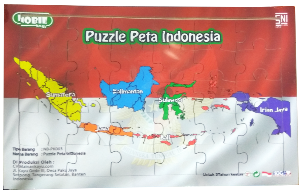 Puzzle Peta Indonesia — mainan kayu edukatif Nobie Toys