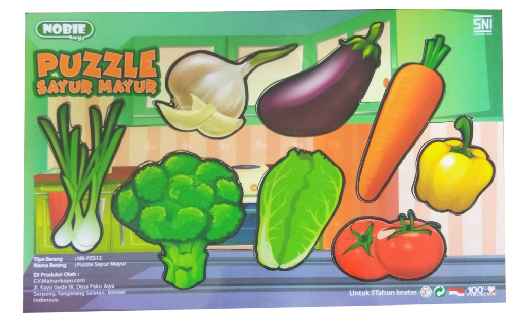 Puzzle Stiker Sayur Mayur — mainan kayu edukatif Nobie Toys
