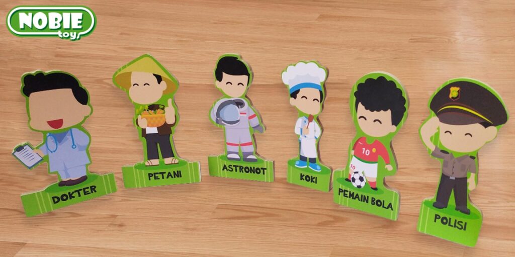 Maket 2D Profesi — mainan kayu edukatif Nobie Toys