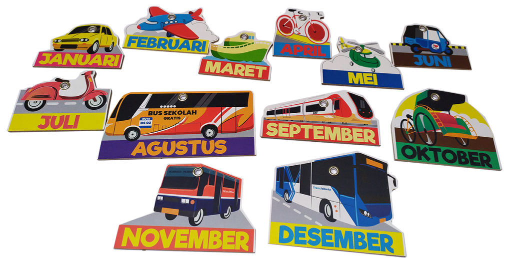 Nama Nama Bulan Transportasi — mainan kayu edukatif Nobie Toys