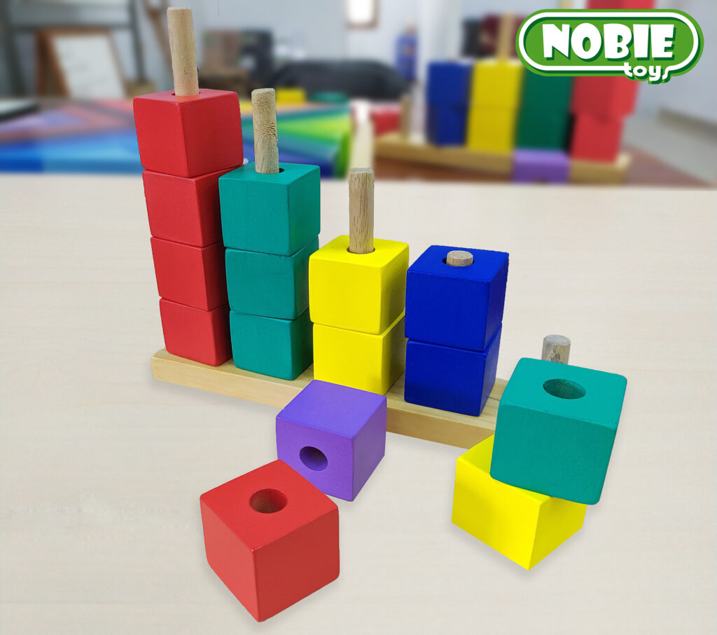 Menara Bertingkat Kotak Menara Bertingkat Kotak — mainan kayu edukatif Nobie Toys