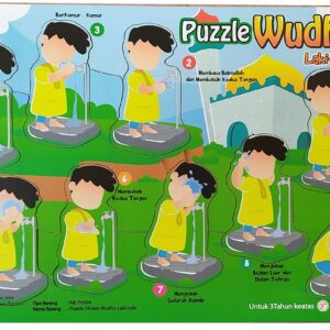 Puzzle stiker wudhu laki lakii — mainan kayu edukatif Nobie Toys