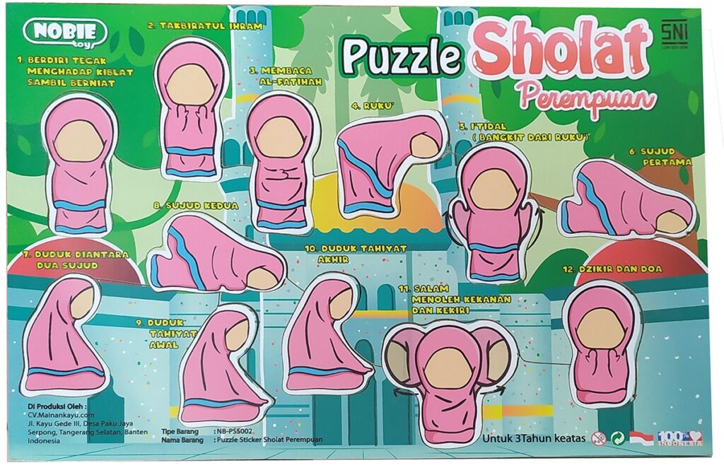 Puzzle Stiker Sholat Perempuan — mainan kayu edukatif Nobie Toys