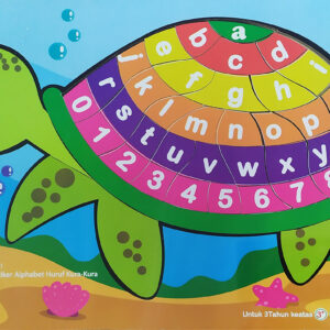 Puzzle Stiker Alphabet Angka Kura Kura — mainan kayu edukatif Nobie Toys