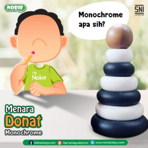 Menara Donat Monochrome — mainan kayu edukatif Nobie Toys