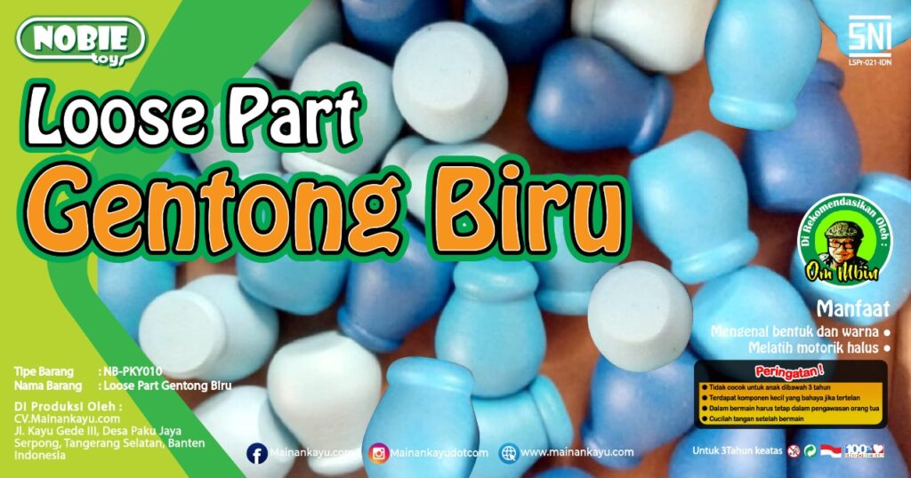 Loose Part Gentong Biru Loose Part Gentong Biru — mainan kayu edukatif Nobie Toys