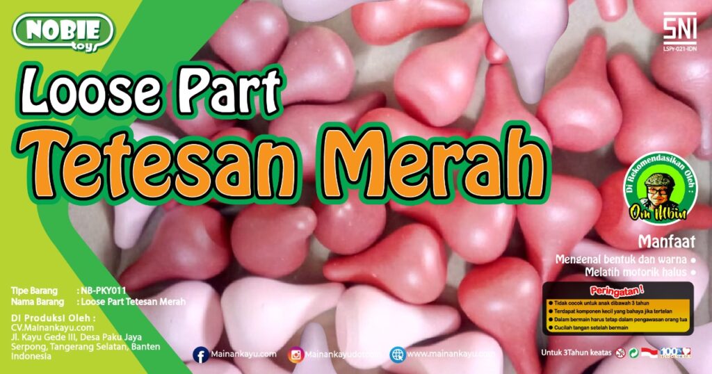 Loosse Part Tetesan Merah Loosse Part Tetesan Merah — mainan kayu edukatif Nobie Toys