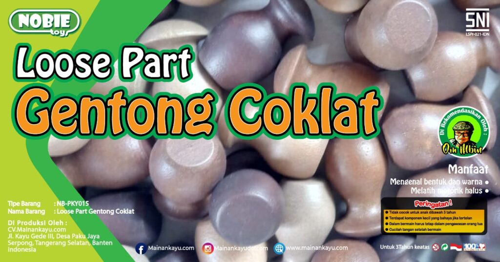 Loose Part Gentong Coklat Loose Part Gentong Coklat — mainan kayu edukatif Nobie Toys