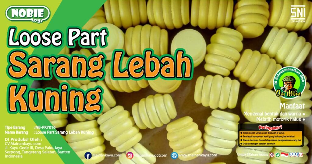 Loose Part Sarang Lebah Kuning — mainan kayu edukatif Nobie Toys