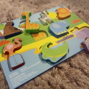 Puzzle Chunky Binatang Safari — mainan kayu edukatif Nobie Toys