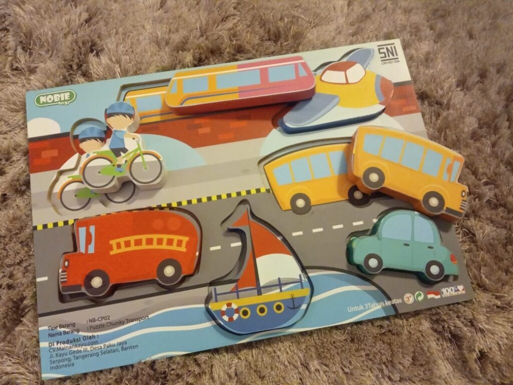 Puzzle Chunky Transport — mainan kayu edukatif Nobie Toys