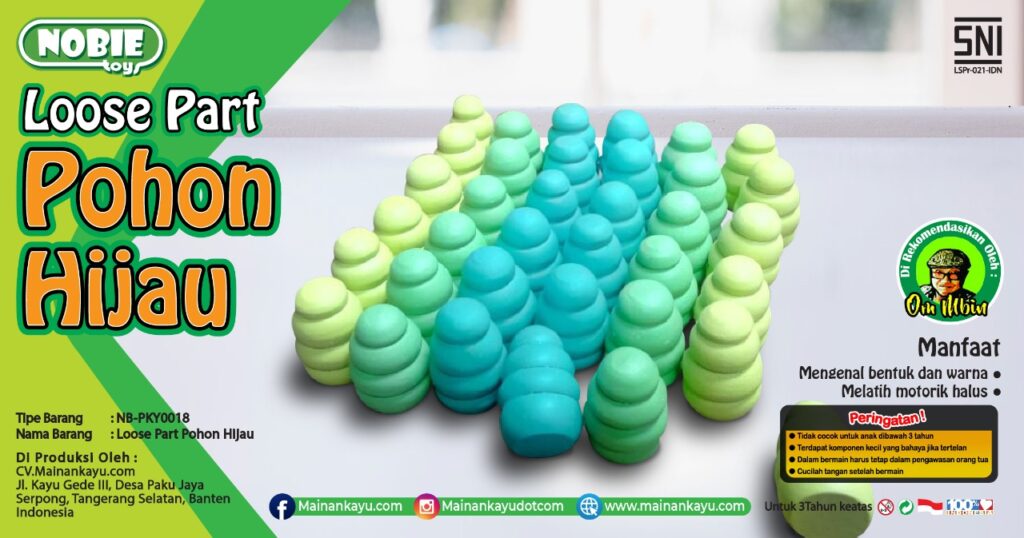 Loose Part Pohon Hijau — mainan kayu edukatif Nobie Toys