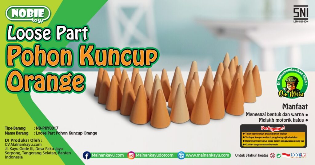 Loose Part Kuncup Orange — mainan kayu edukatif Nobie Toys