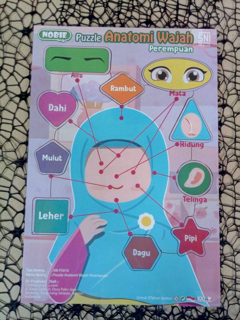 Puzzle stiker anatomi wajah perempuan Puzzle stiker anatomi wajah perempuan — mainan kayu edukatif Nobie Toys