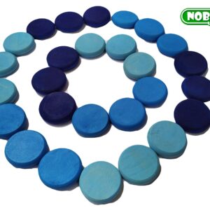 Loose Part Pipih biru — mainan kayu edukatif Nobie Toys
