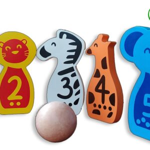 Bowling 2D zoo — mainan kayu edukatif Nobie Toys