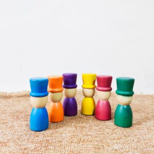 Nobie Peg Doll Mr. hat 6s — mainan kayu edukatif Nobie Toys
