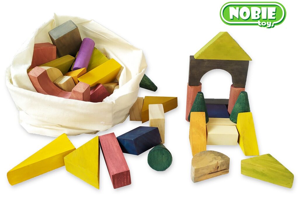 Balok Bangun Natural 2cm Wood Stain — mainan kayu edukatif Nobie Toys