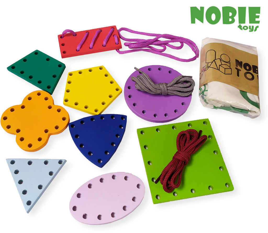 Papan Jahit Geo 8s — mainan kayu edukatif Nobie Toys