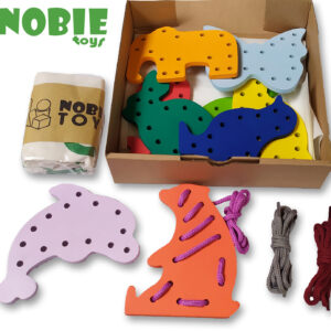 Papan Jahit Hewan 8s — mainan kayu edukatif Nobie Toys