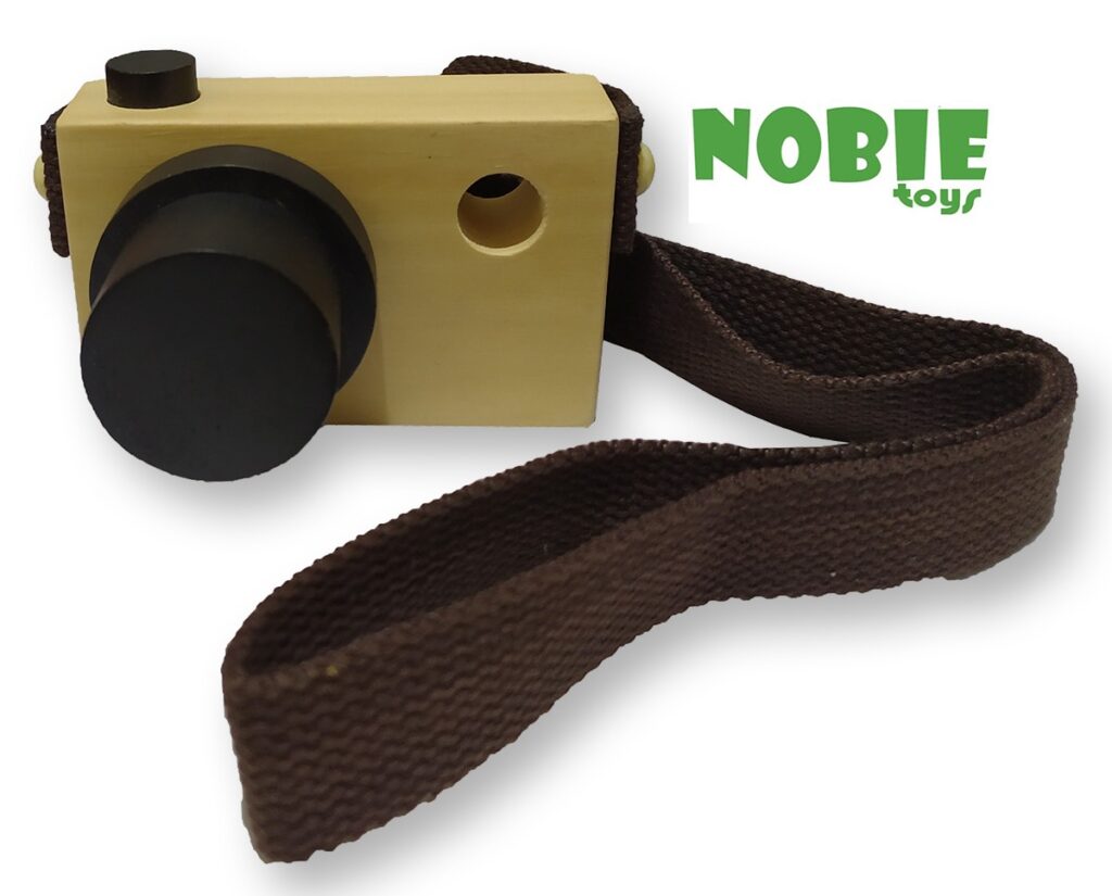 Nobie Kamera kayu Natural — mainan kayu edukatif Nobie Toys