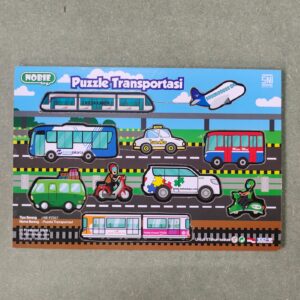 Puzzle stiker seri transportasi — mainan kayu edukatif Nobie Toys