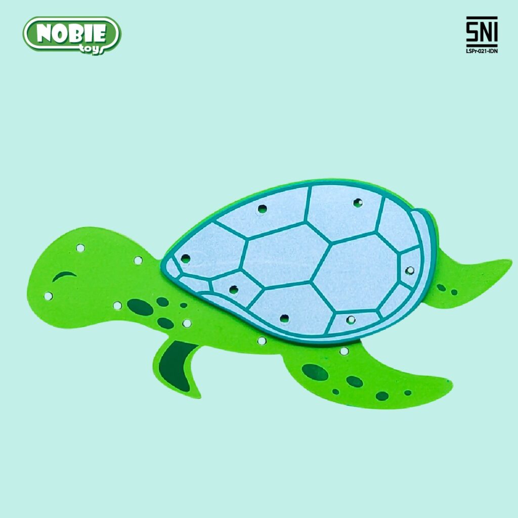 Papan Jahit 3D Kura kura — mainan kayu edukatif Nobie Toys