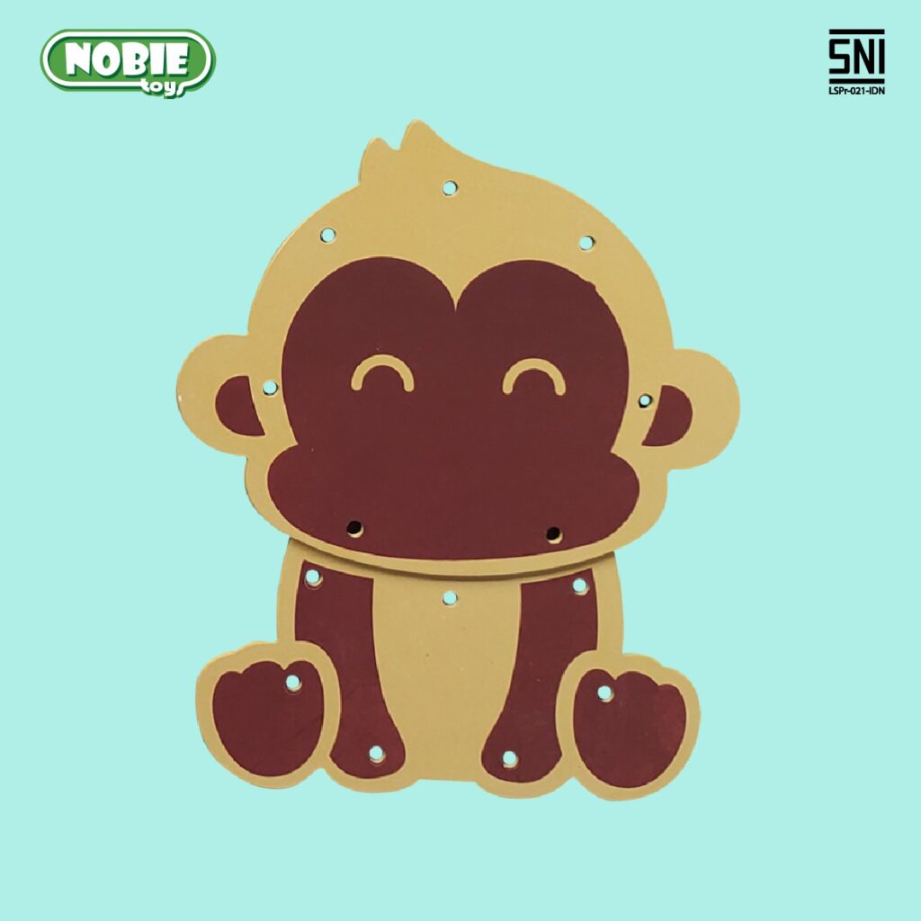 Papan Jahit 3D Monyet Papan Jahit 3D Monyet — mainan kayu edukatif Nobie Toys