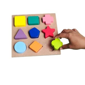 Puzzle chunky 9 Bentuk TImbul — mainan kayu edukatif Nobie Toys