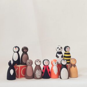 Nobie Peg doll Binatang isi 12pcs — mainan kayu edukatif Nobie Toys