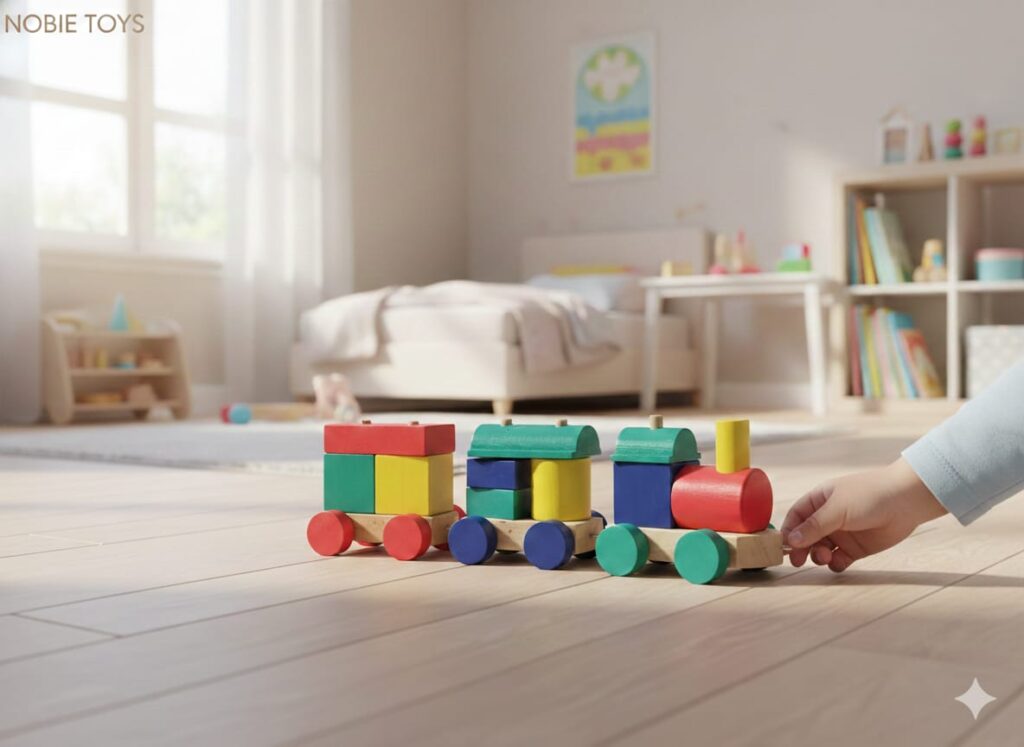 Kereta Kayu Pelangi II Kereta Kayu Pelangi II — mainan kayu edukatif Nobie Toys