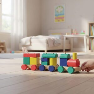 Kereta Kayu Pelangi II — mainan kayu edukatif Nobie Toys